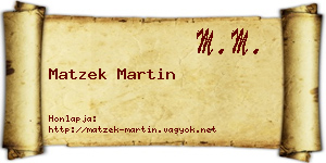 Matzek Martin névjegykártya